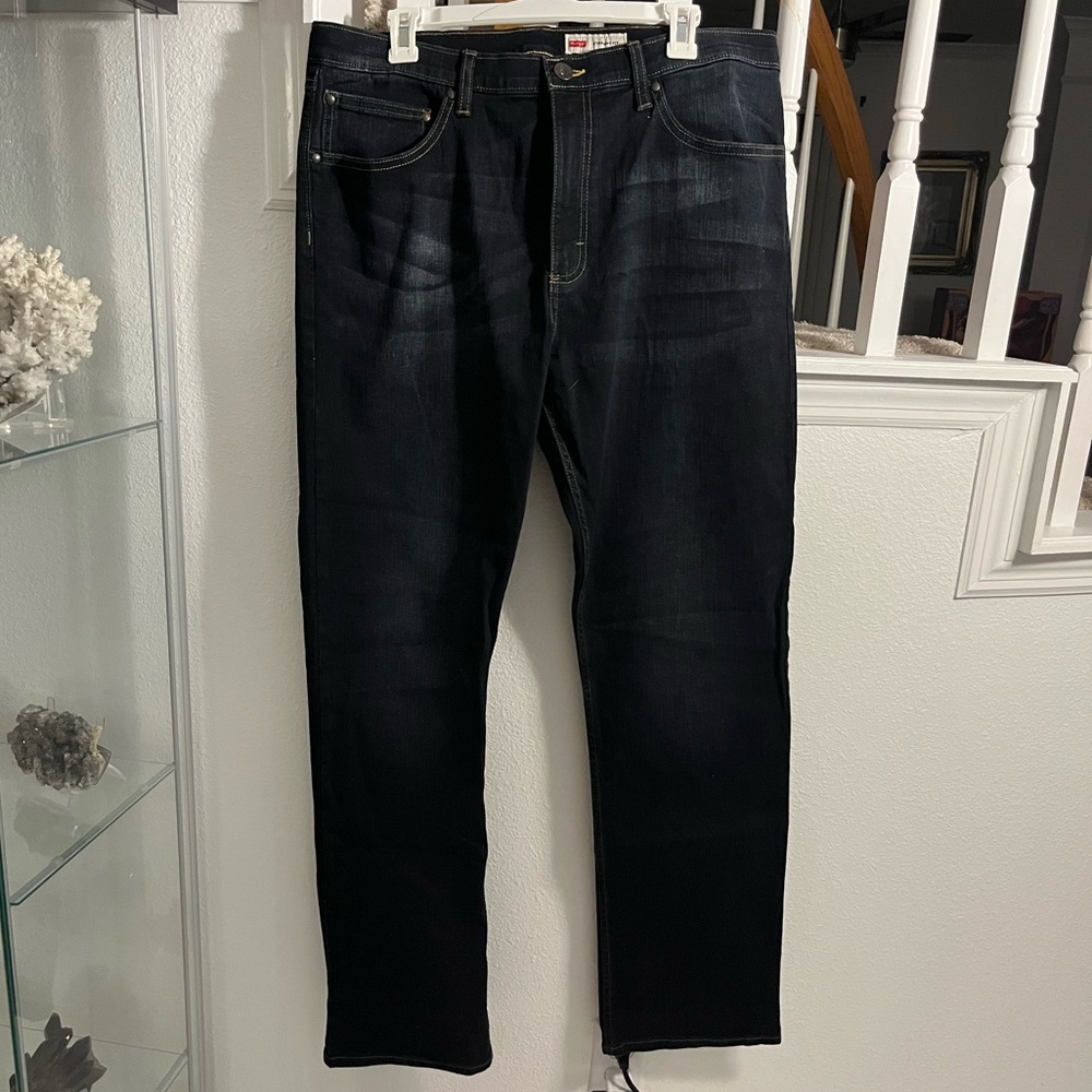 Wrangler Dark Blue- Black Denim Straight Fit Jeans Sz 34x32